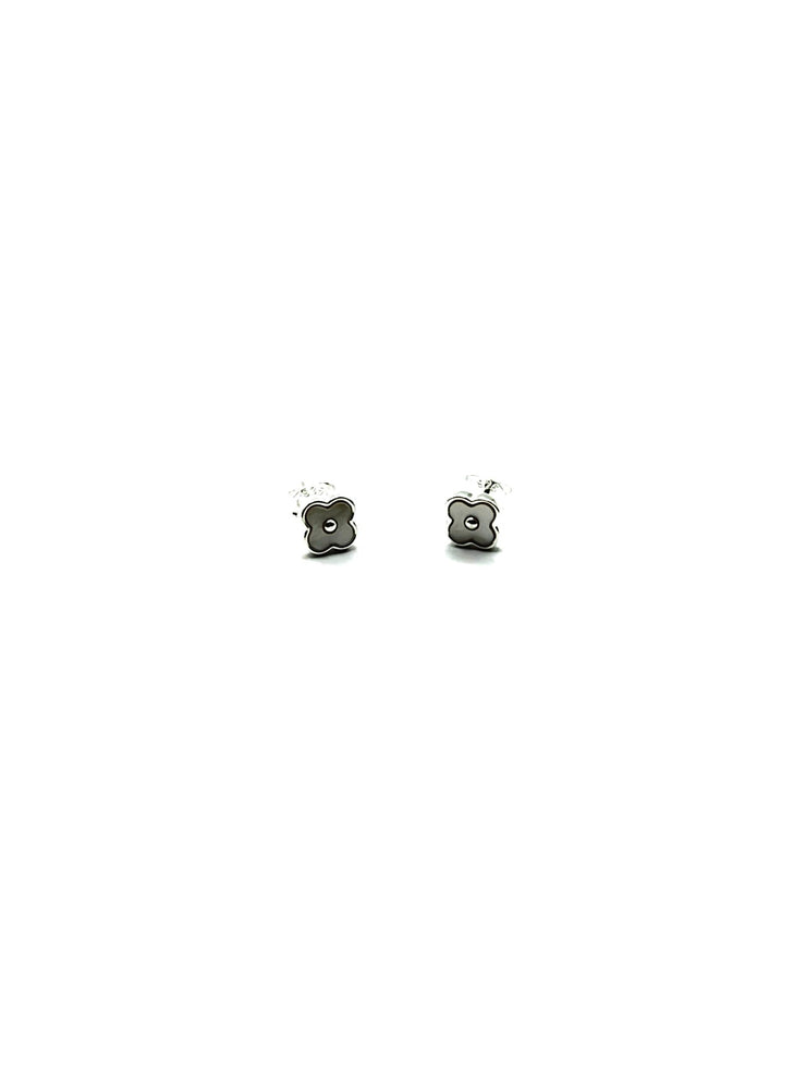 Sterling Silver Dot / White Blossom Stud Earrings