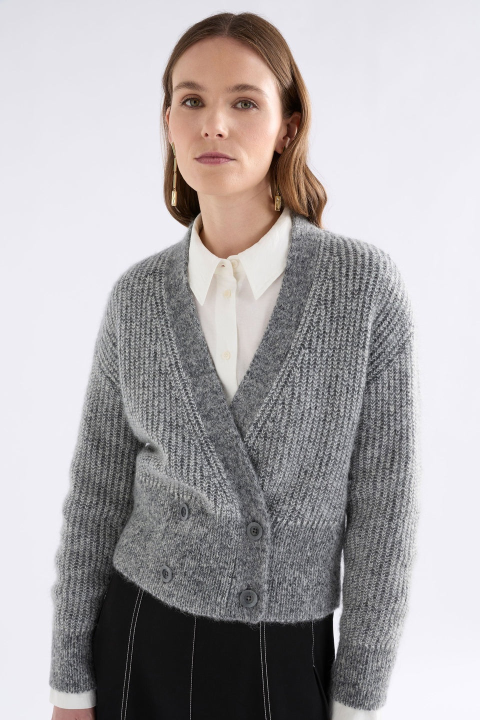 Elk Aleph Cardigan - Mid Grey Melange Was $359 Now