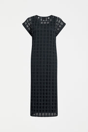 Elk Grid Burnout Midi Dress - Space Blue