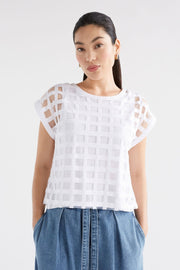 Elk Grid Burnout Top - White