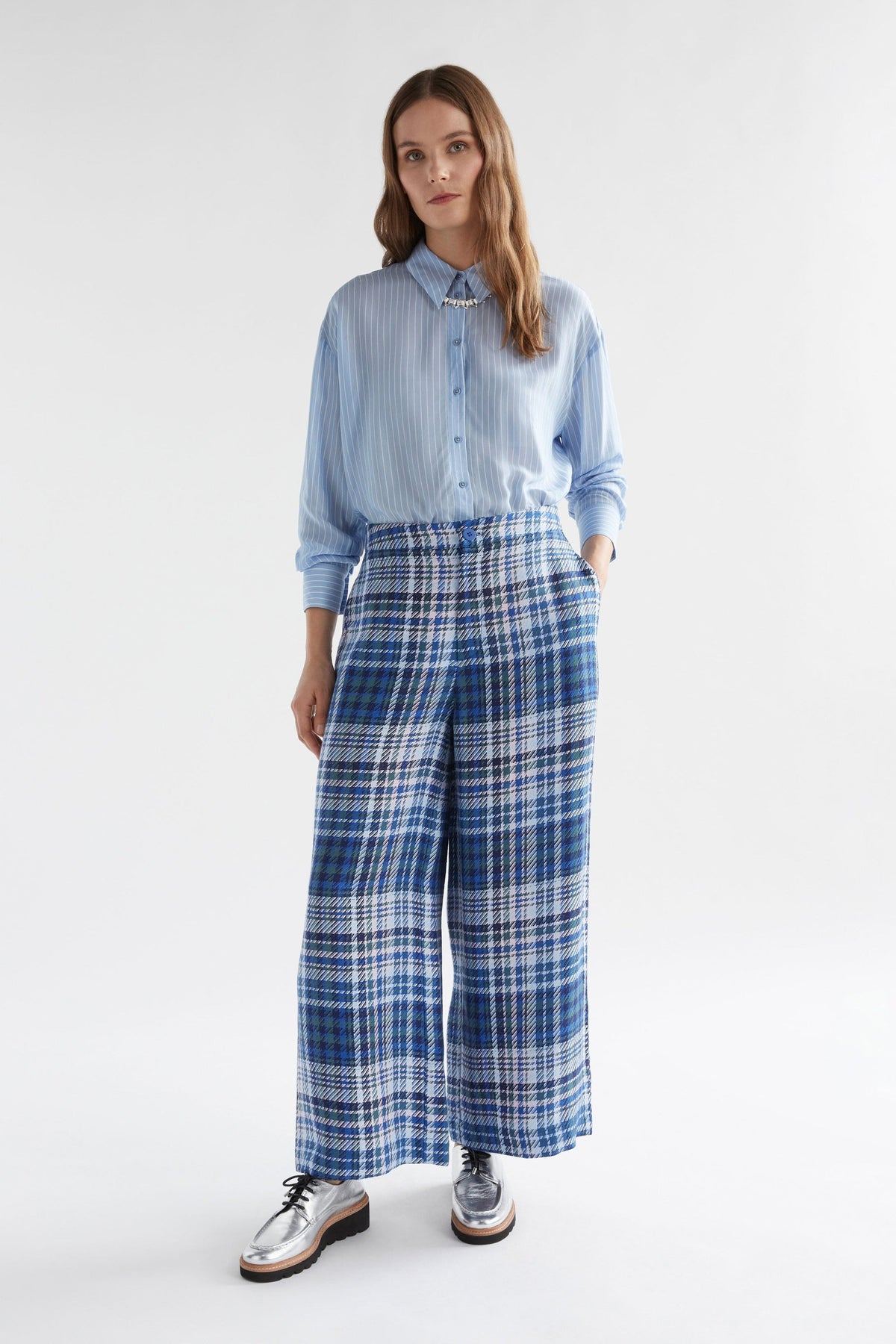 Elk Ranie Pant - Blue Multi Check Last One  Was $369 NOW
