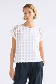 Elk Grid Burnout Top - White