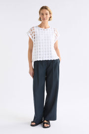 Elk Grid Burnout Top - White