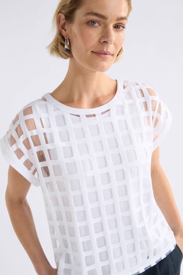 Elk Grid Burnout Top - White