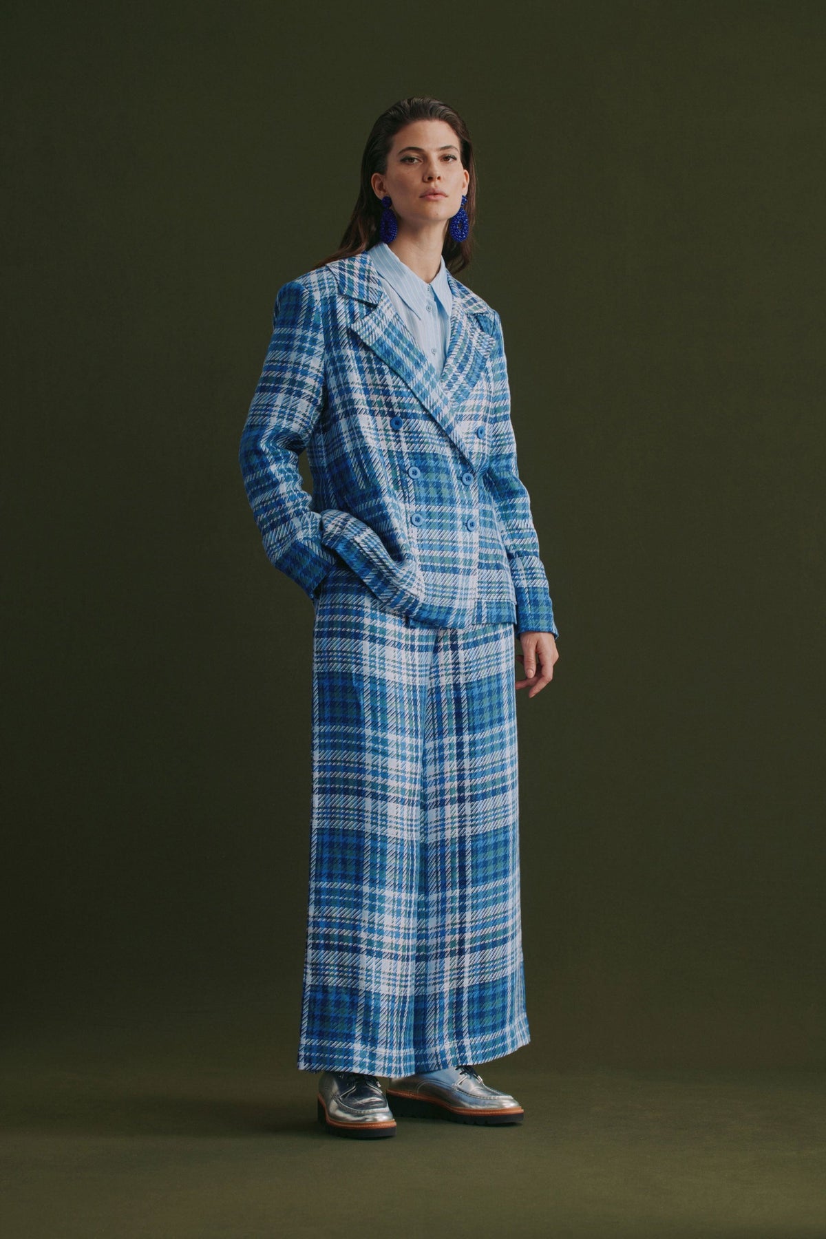 Elk Ranie Jacket - Blue Multi Check Last One Was $449 NOW