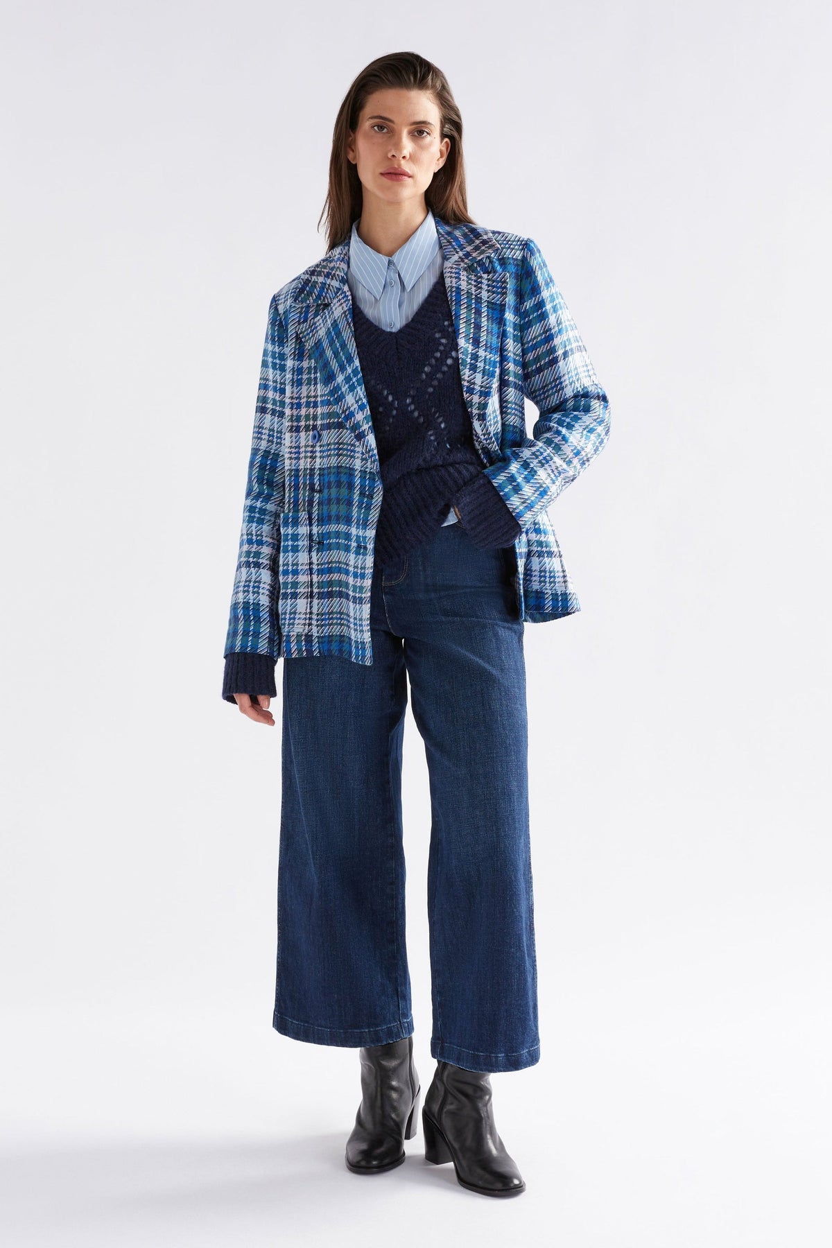 Elk Ranie Jacket - Blue Multi Check Last One Was $449 NOW