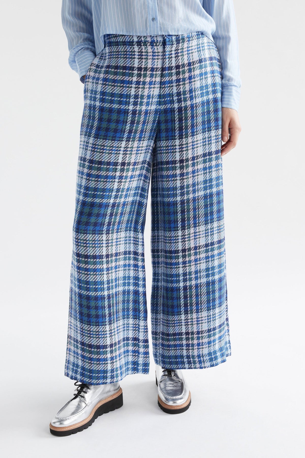 Elk Ranie Pant - Blue Multi Check Last One  Was $369 NOW