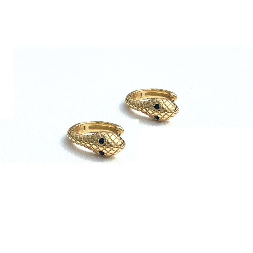 Engraved Snake Huggie Earrings