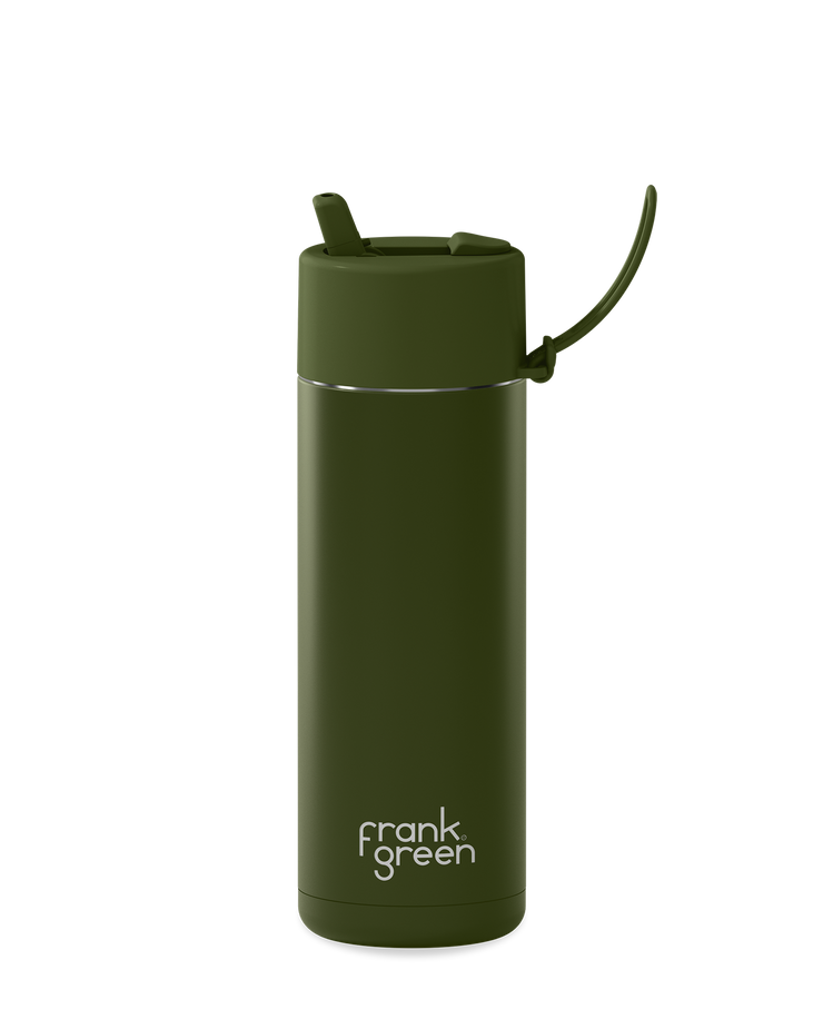 Frank Green 20oz Bottle - Khaki w Flip Lid
