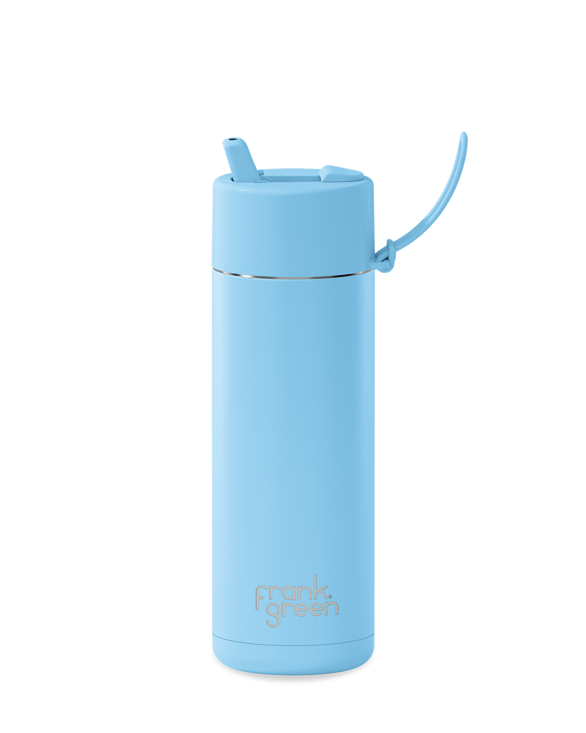 Frank Green 20oz Bottle - Sky Blue w Flip Straw Lid