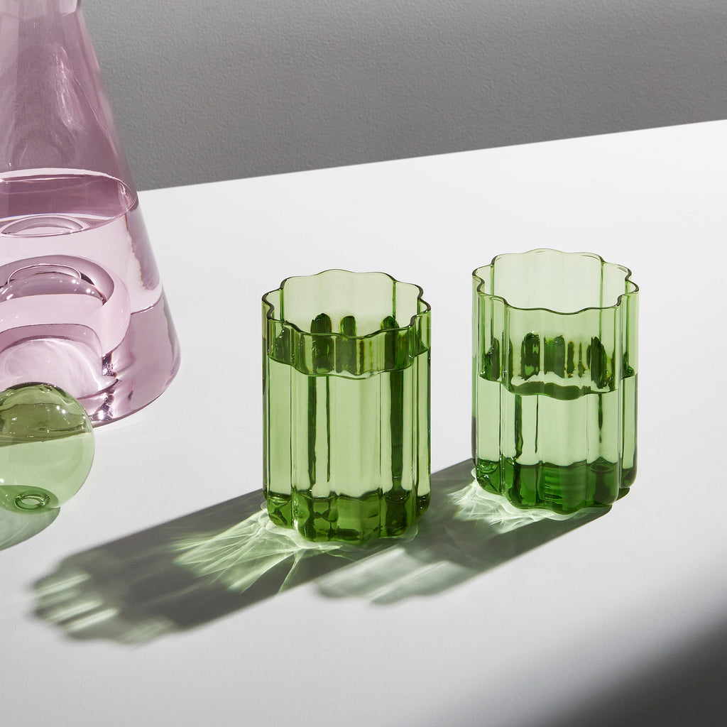 Wave Tumbler Glassware Set of 2 - Green Was $99 NOW