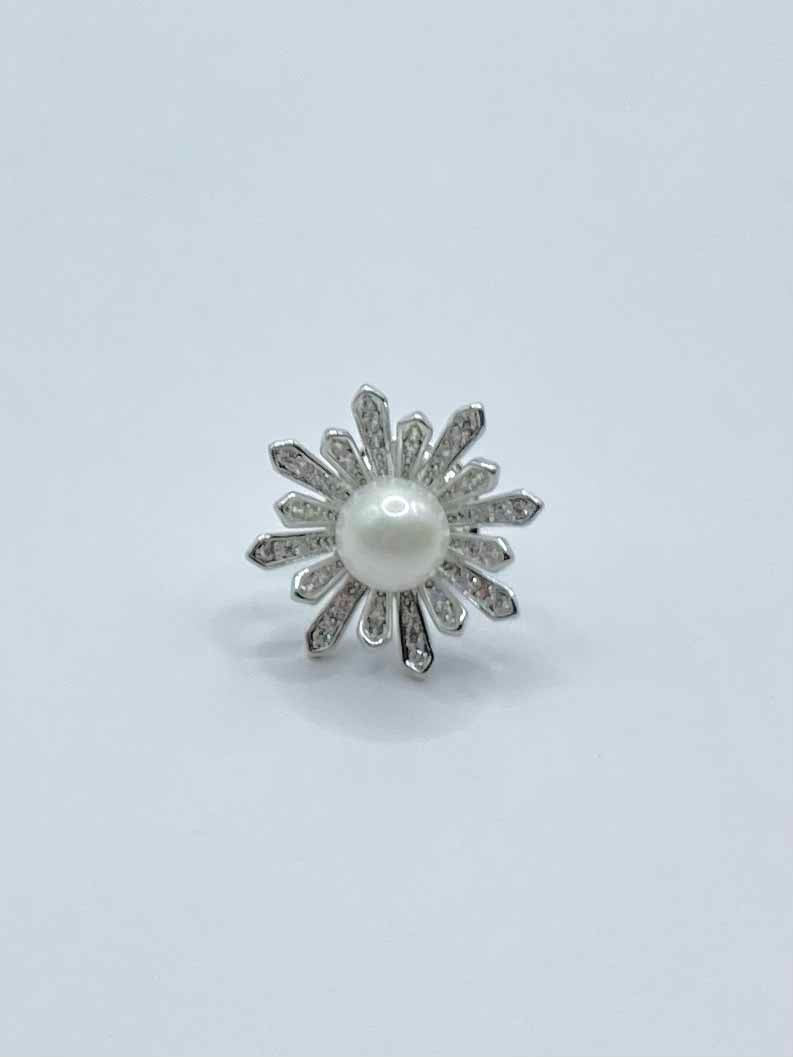 Diamante Brooch - Flower w Pearl