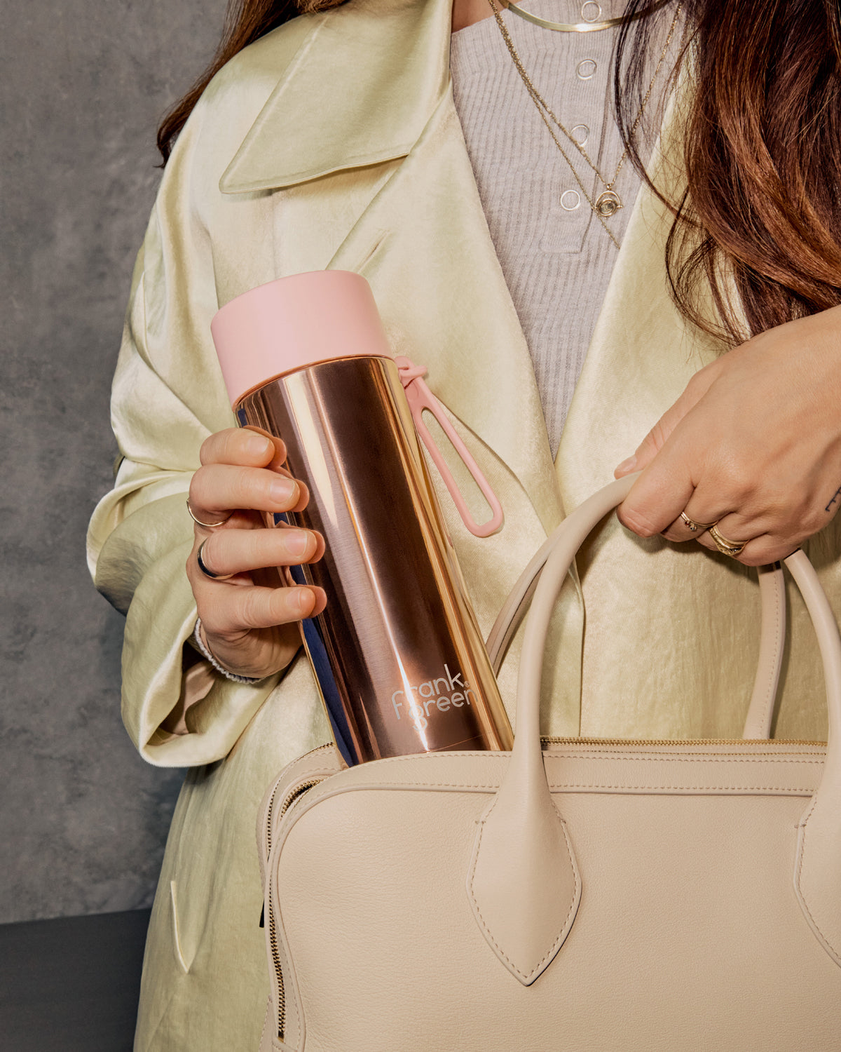 Frank Green 20oz Stainless Steel Ceramic Reusable Bottle Rose Gold with Flip  Straw Lid