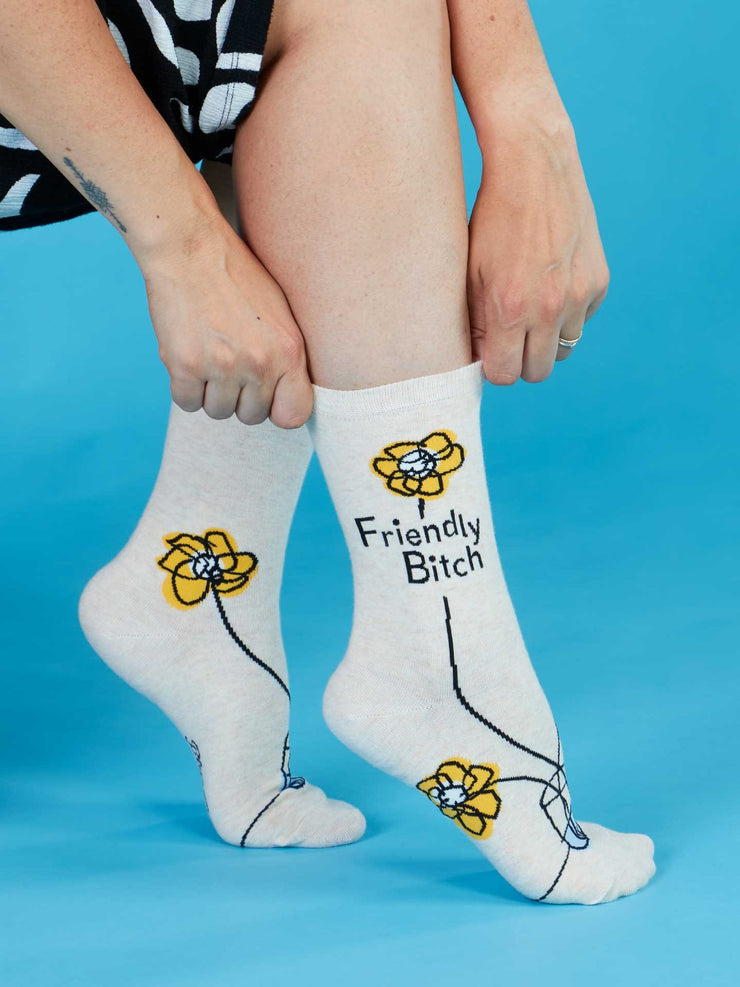 Womens Crew Socks - Friendly Bitch