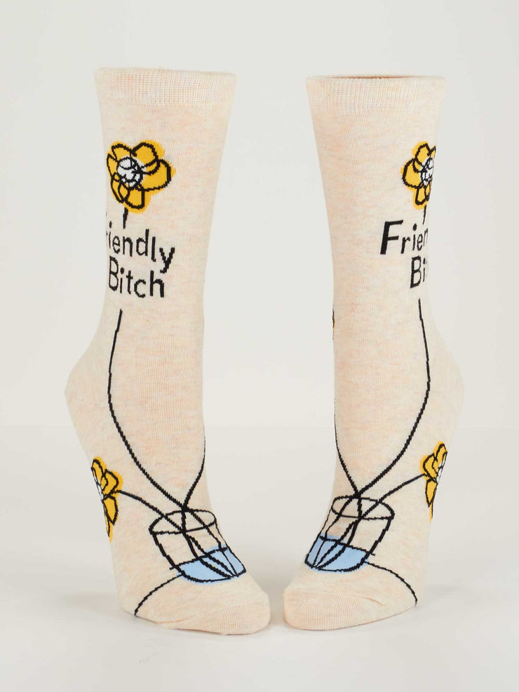 Womens Crew Socks - Friendly Bitch