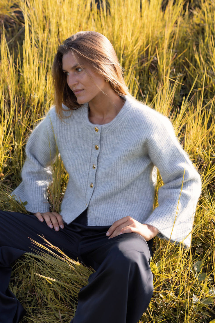 Glow For Me Cardi Light Grey Marle