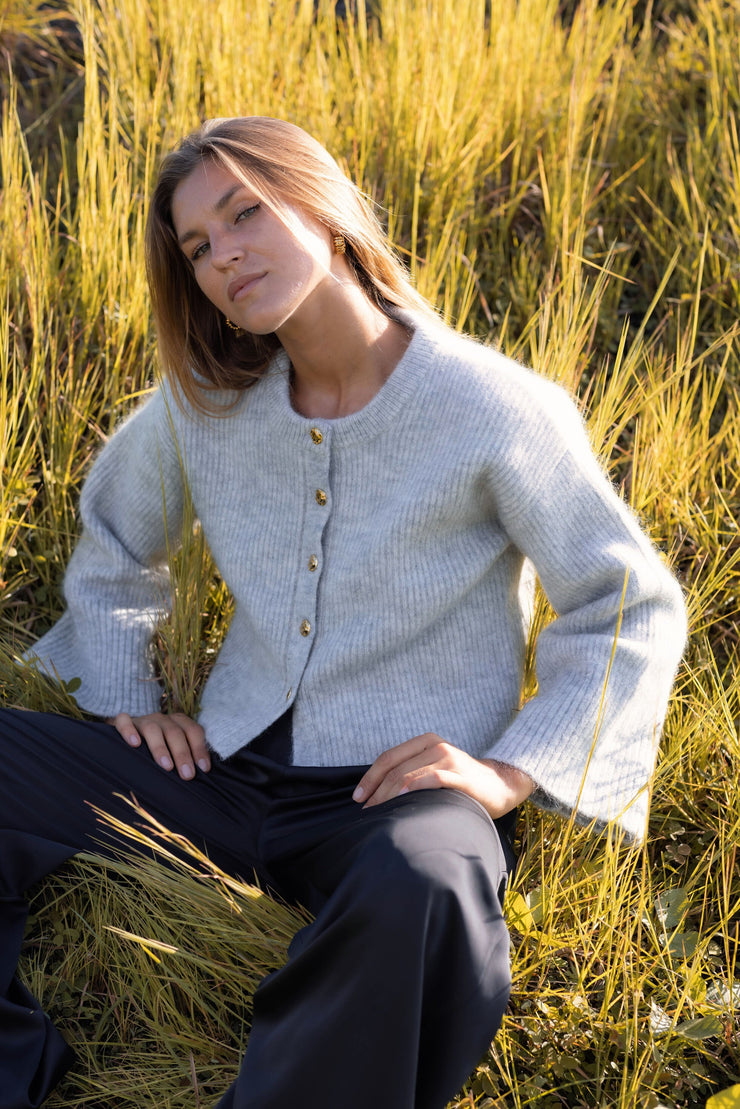 Glow For Me Cardi Light Grey Marle