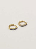 Gold Huggie - Blue Crystal Earrings