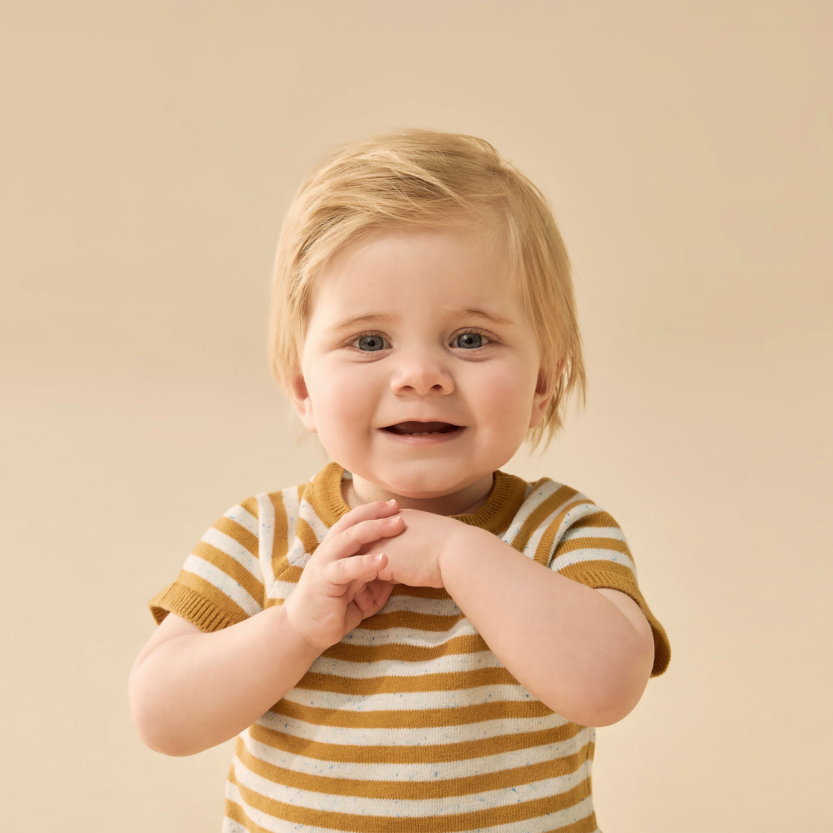 Golden Wave Stripe Organic Knitted Set