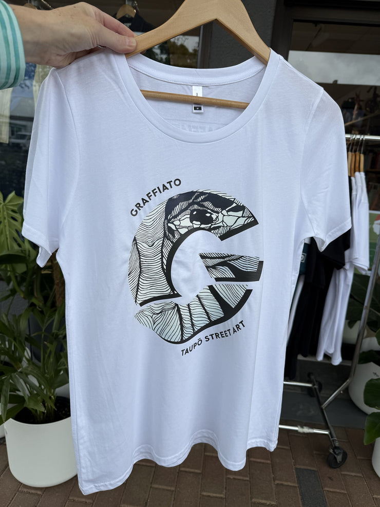Graffiato T Shirt - Black Print on White