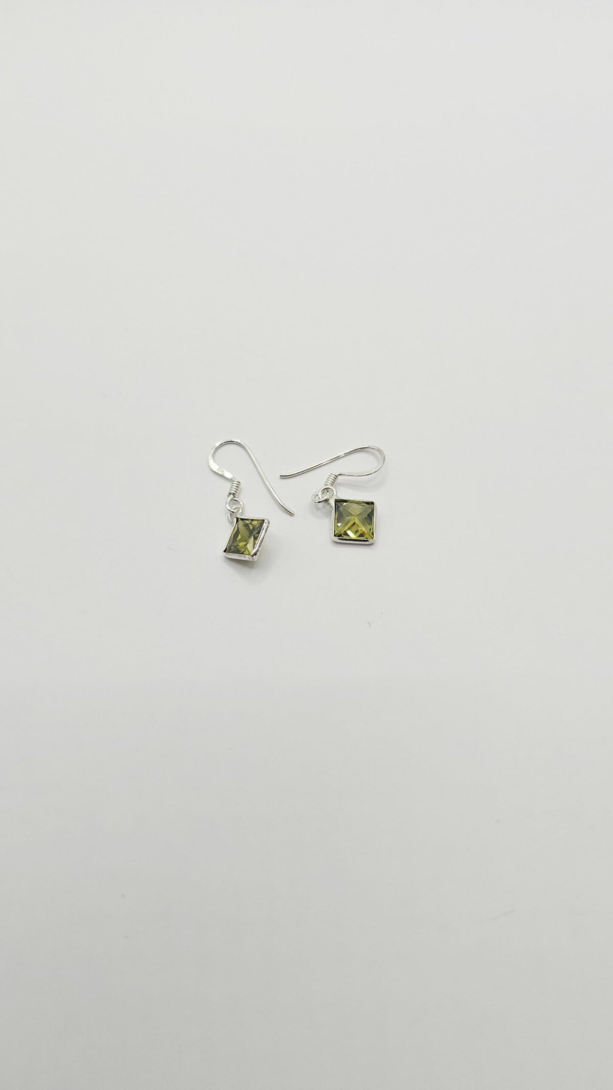 Sterling Silver Green Hook Earrings