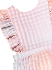 Rainbow Check Frill Playsuit - Multi Was $70 Now