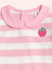 Strawberry Stripe Puff Sleeve Dress