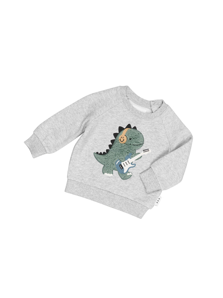 Furry Dino Sweatshirt - Grey Marle Was $75 Now