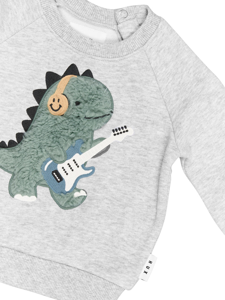 Furry Dino Sweatshirt - Grey Marle Was $75 Now