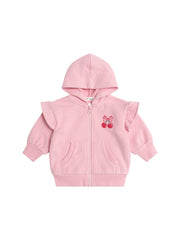 Zip Up Frill Hoodie - Apricot