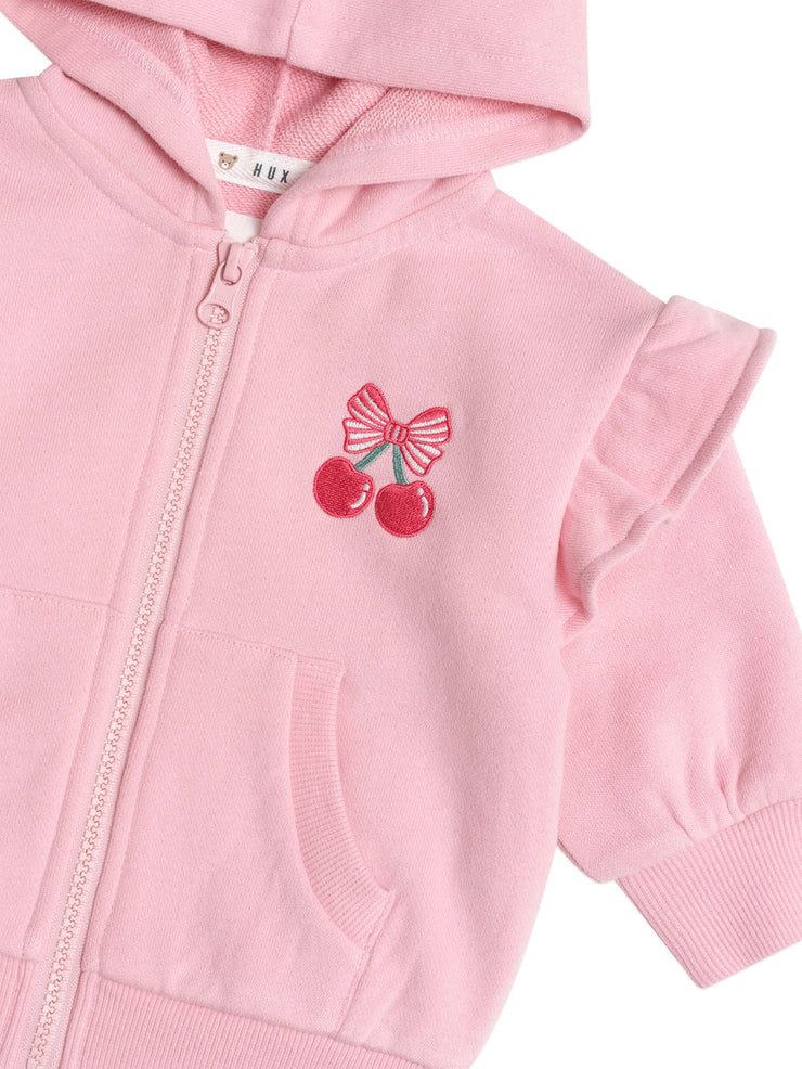 Zip Up Frill Hoodie - Apricot