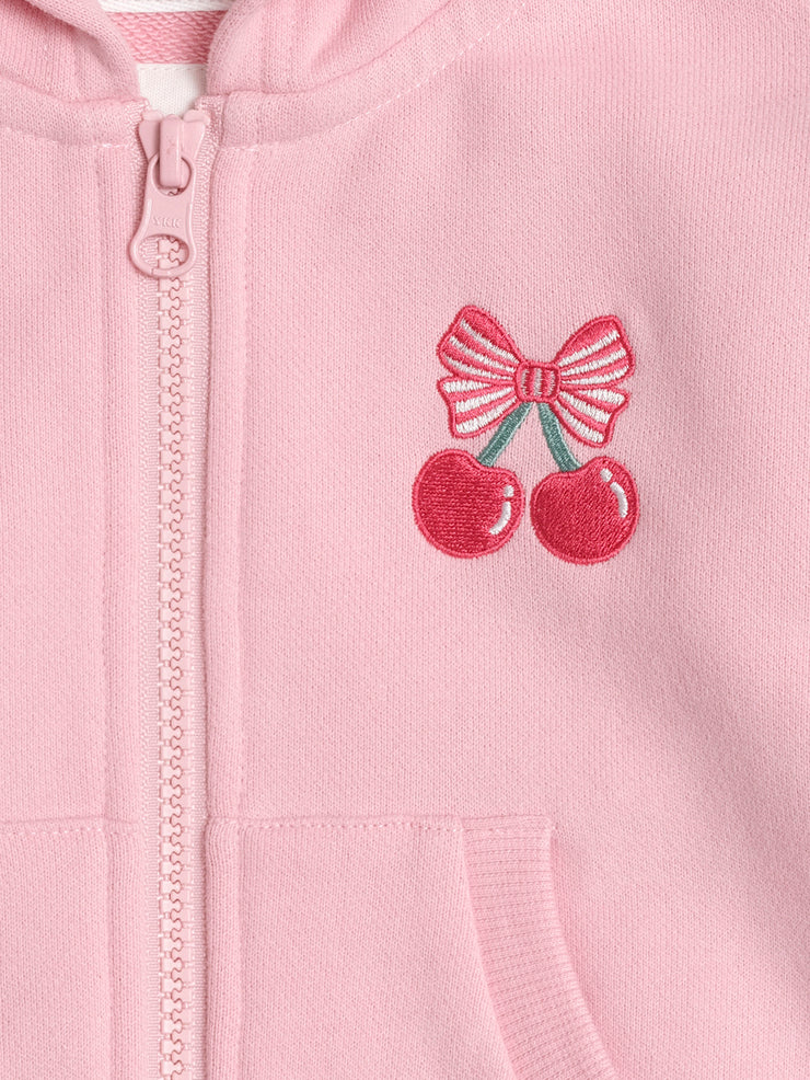 Zip Up Frill Hoodie - Apricot
