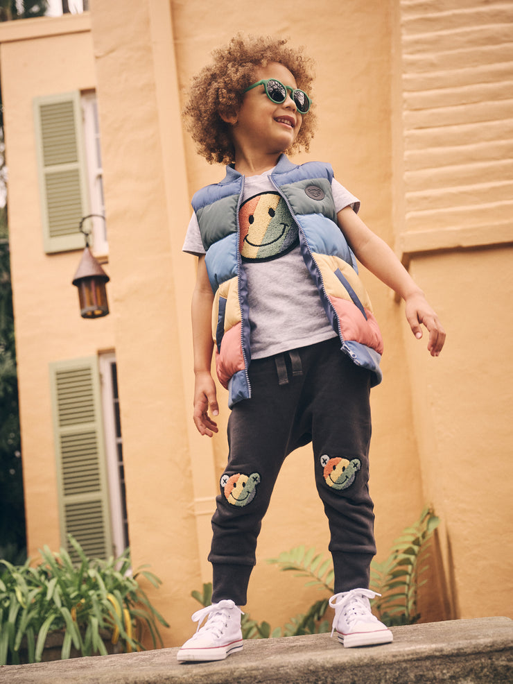 Smiley Rainbow Puffer Vest - Multi Was $125 Now