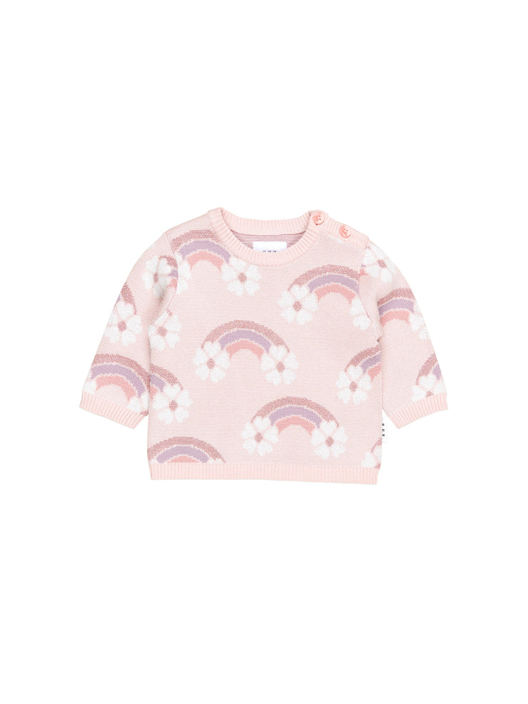Flower Bow Knit Jumper - Pink Pearl