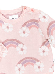 Flower Bow Knit Jumper - Pink Pearl