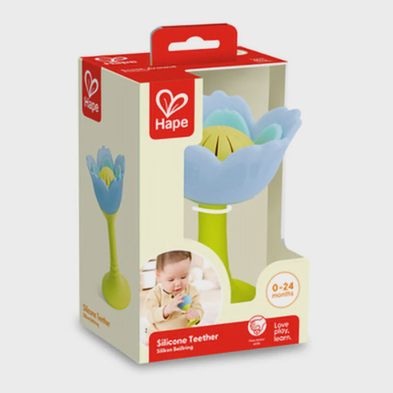 Flower Rattle & Teether - Blue