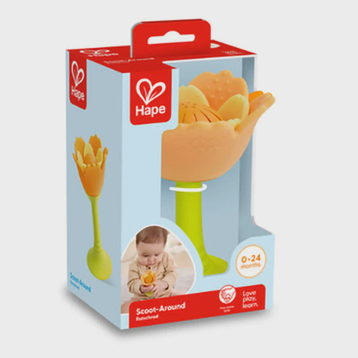 Flower Rattle & Teether - Orange