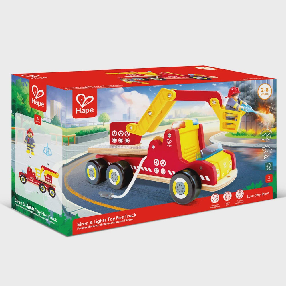 Hape Siren & Lights Toy Fire Truck