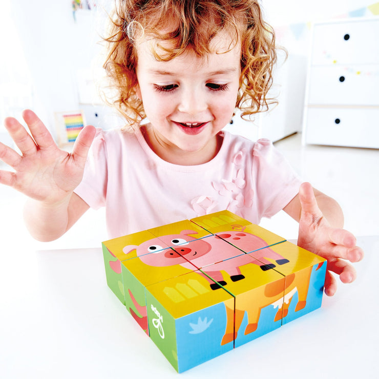 Hape Farm Animal Block Puzzle - 9 pce
