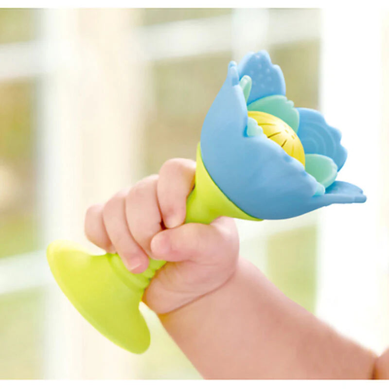 Flower Rattle & Teether - Blue