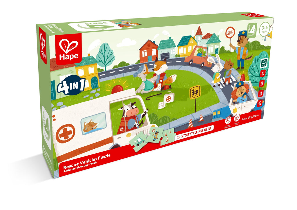 Hape 4 in 1 Rescue Vehicles Puzzle