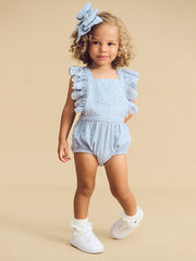 Broderie Frill Playsuit - Indigo