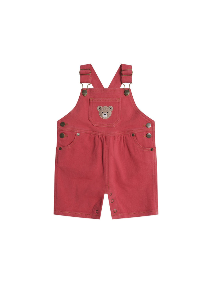 Demin Short Overalls - Chilli Red