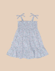 Bluebell Floral Shirred Dress - Fog
