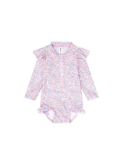 Blueberry Floral Zip Swimsuit