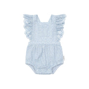 Broderie Frill Playsuit - Indigo