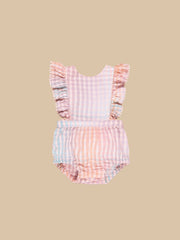 Rainbow Check Frill Playsuit - Multi Was $70 Now
