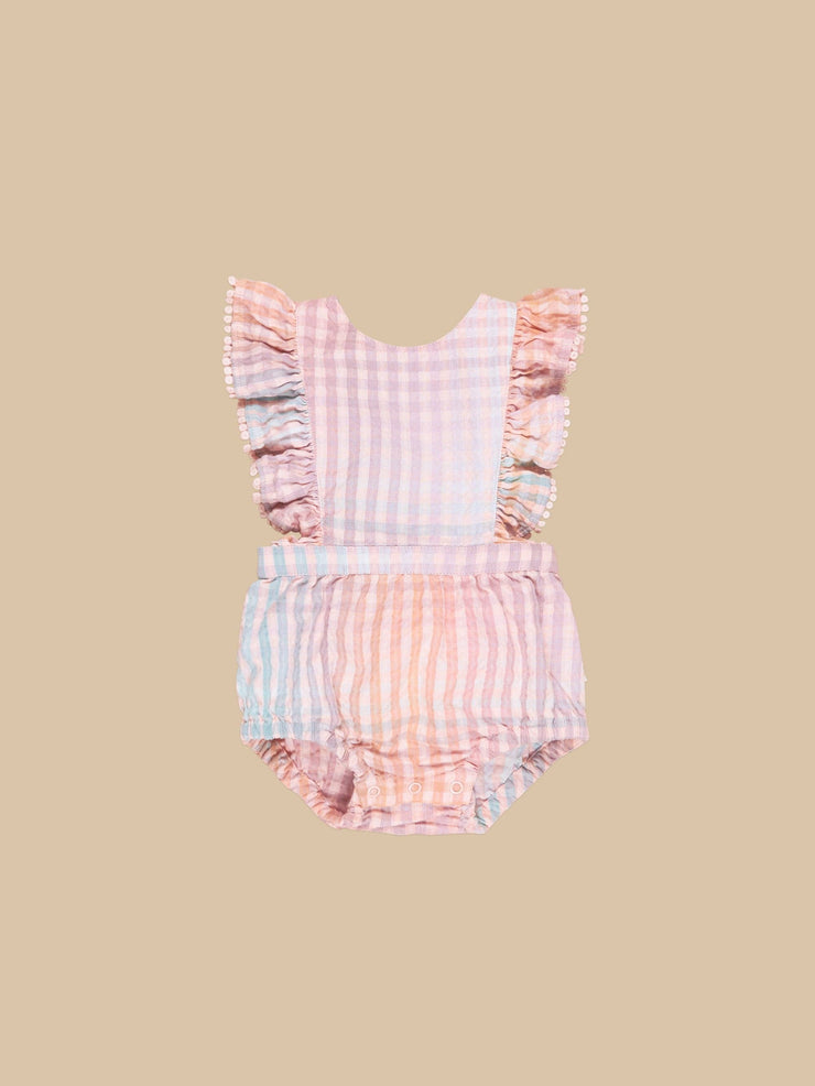 Rainbow Check Frill Playsuit - Multi Was $70 Now