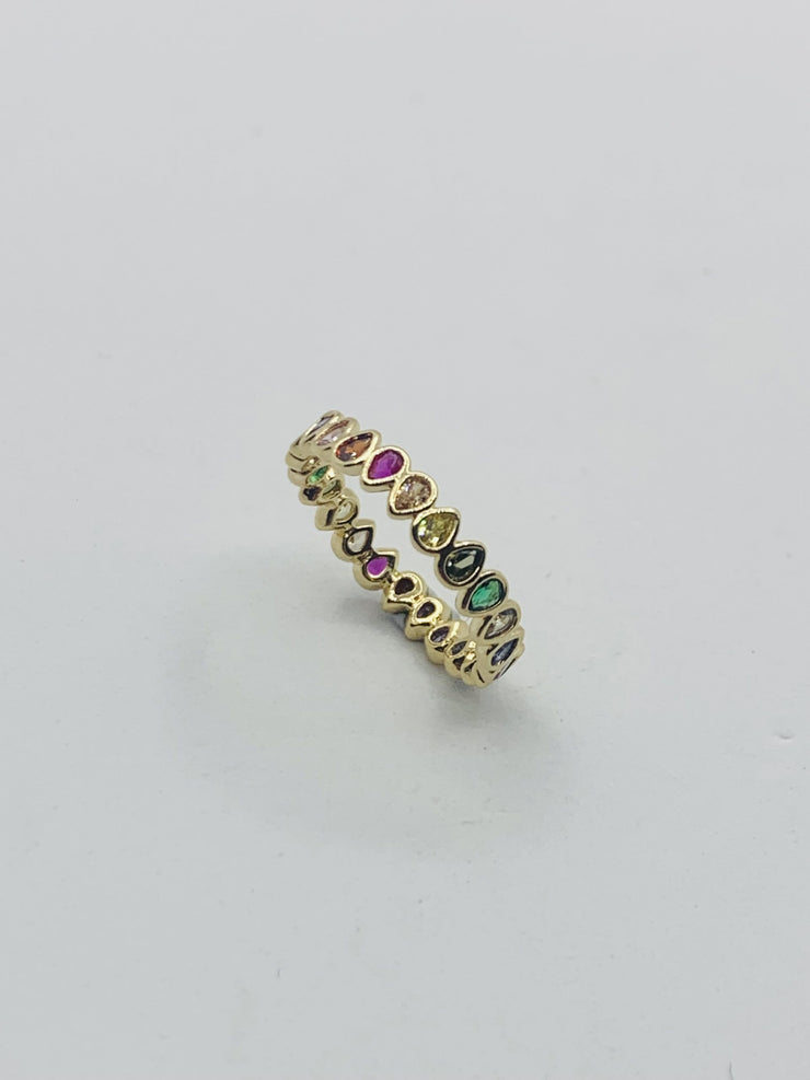 18K Gold Pierres Multicoloured Ring