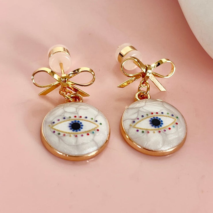 Bow & Eye Stud Earrings